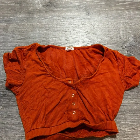 Garage Orange Ribbed Crop Top - Picture 1 of 1